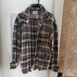 Goodfellow & Co Green and Cream Plaid Flannel Button-Down Shirt
